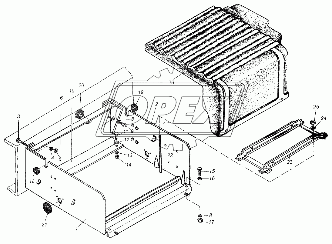 Крепление аккумуляторного ящика